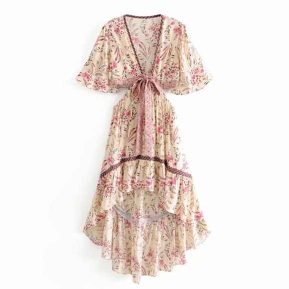 Floral print boho Cut out Plunging neckline Dress - Picture 6 of 11